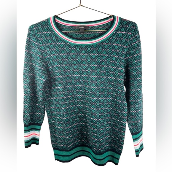 J. Crew Tippi Sweater | Festive Fair Isle | Merino Wool size small - Picture 3 of 7